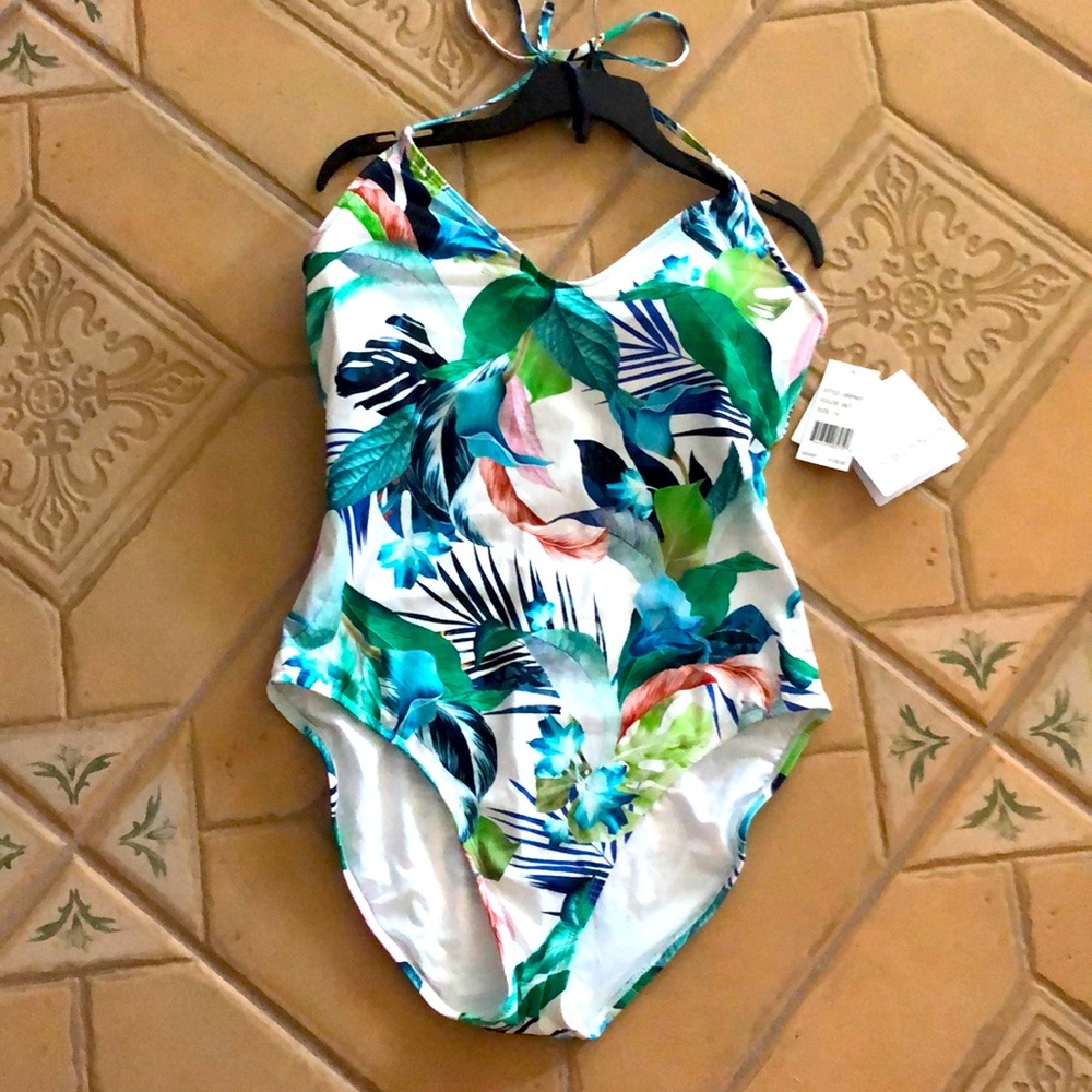 La Blanca tropical print LB0PA07 size 14 open back with tags